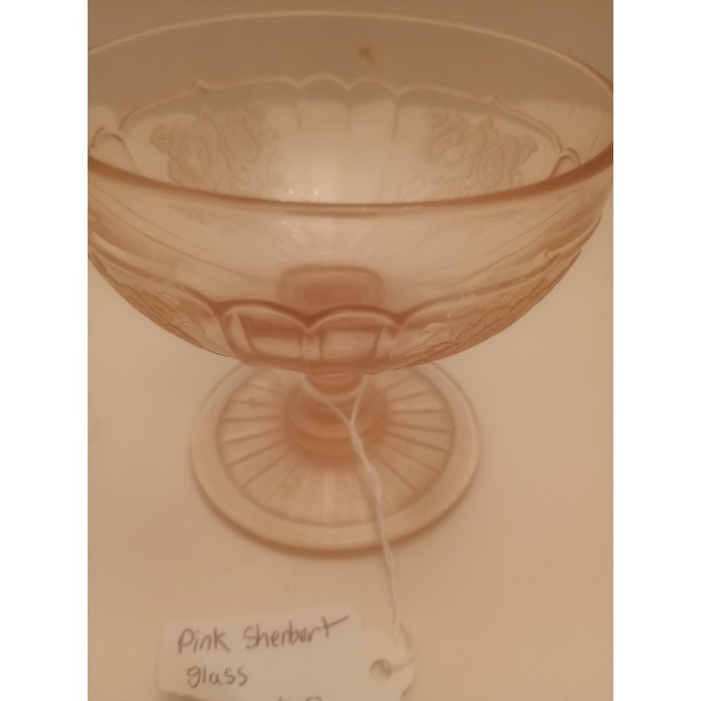 Vintage Sherbet / Custard Cup Pink Glass Mayfair / Open Rose Hocking Glass USA